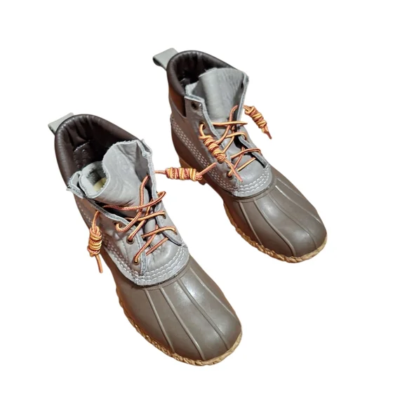 LL BEAN Gray & Green BEAN BOOTS SIZE DM OR 8M Made in MAINE DUCK RARE USA RAINY